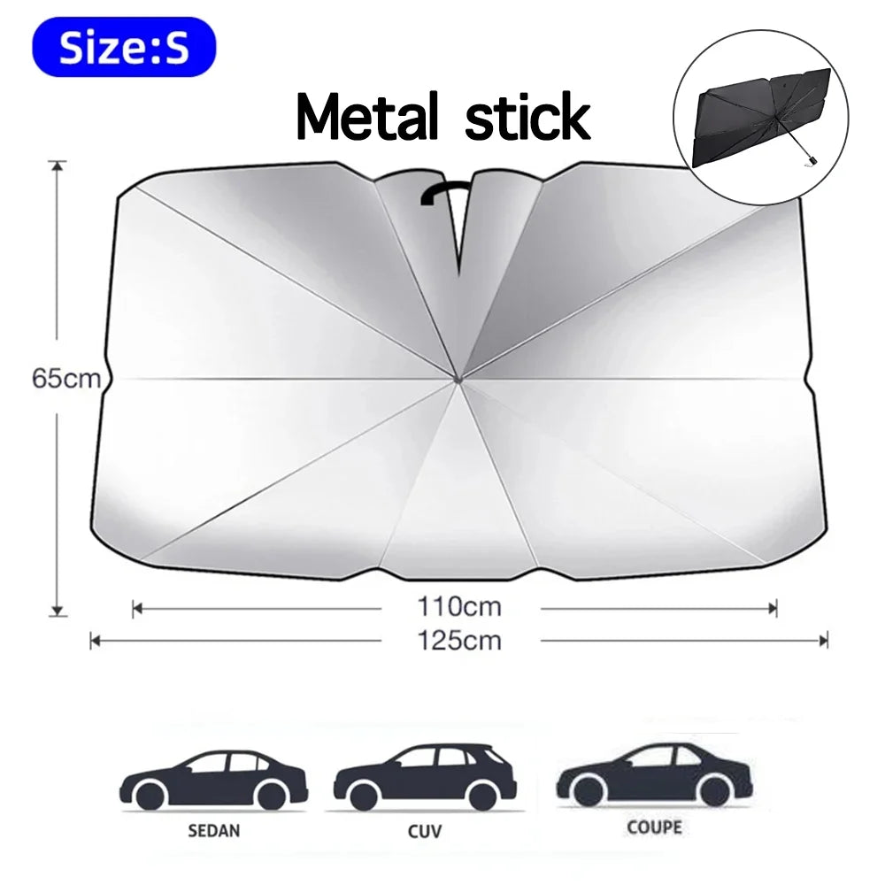 2025 Car Windshield Sunshade Foldable Umbrella Sun Shade Front Window Cover for UV Block Heat Portable Protector Parasol