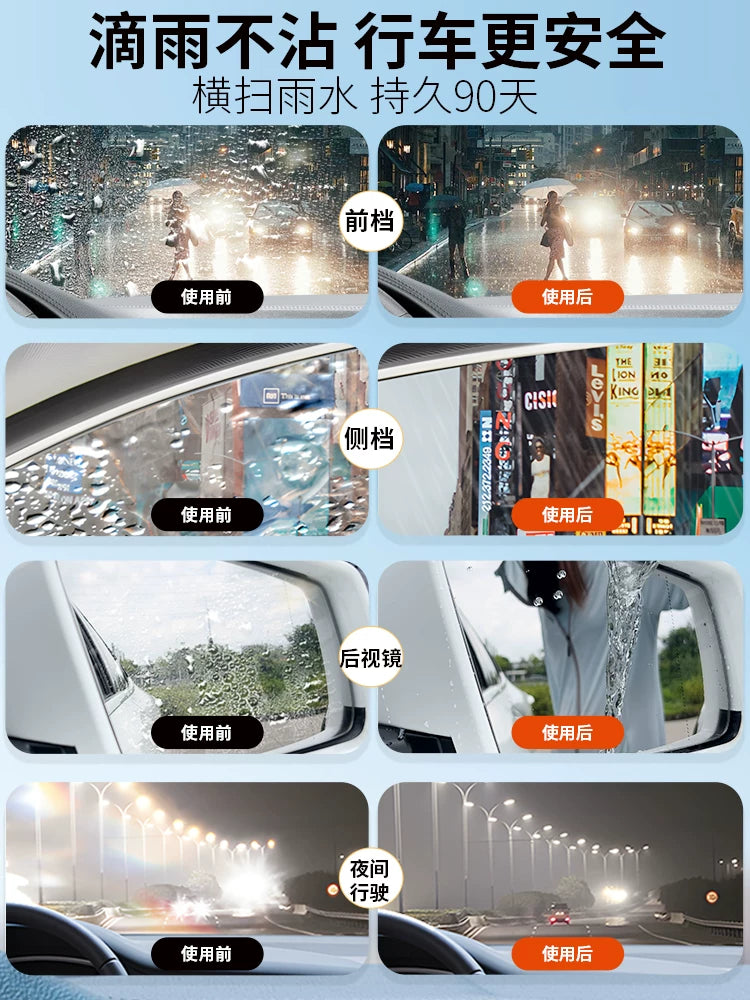 Car rearview mirror rain repellent, front windshield side window glass coating, rainy weather spray, rain enemy water repellent