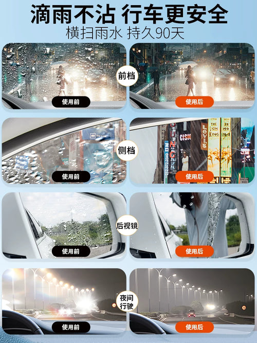 Car rearview mirror rain repellent, front windshield side window glass coating, rainy weather spray, rain enemy water repellent