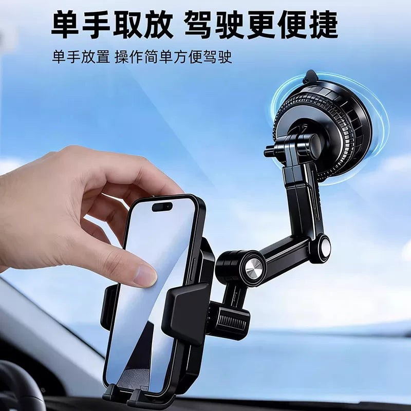 DRIVON suction cup phone mount holding smartphone on car dashboard (view 4)