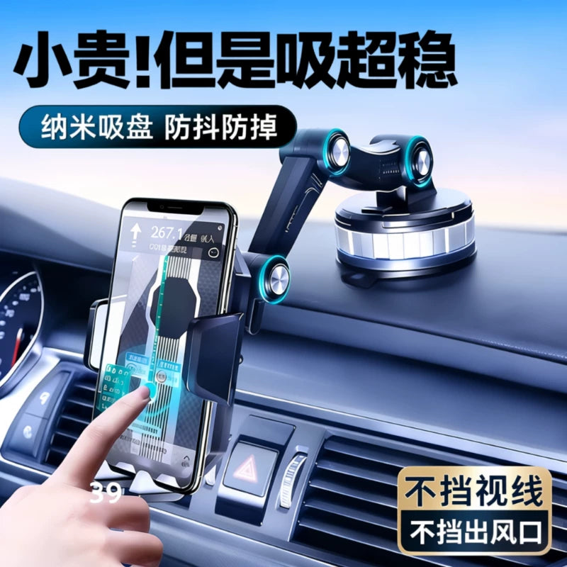 DRIVON suction cup phone mount holding smartphone on car dashboard (view 1)