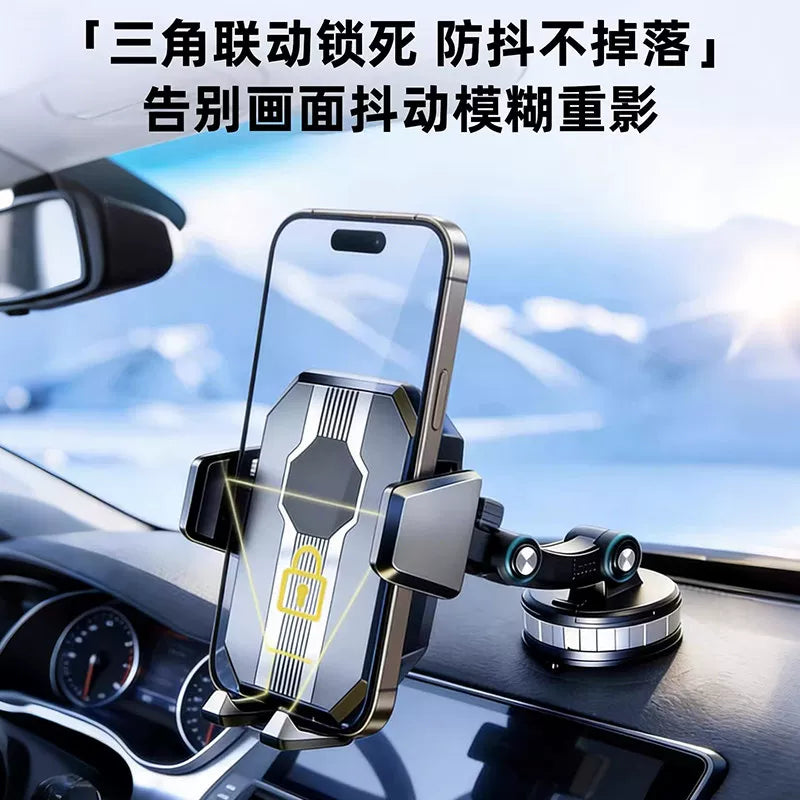 DRIVON suction cup phone mount holding smartphone on car dashboard (view 3)