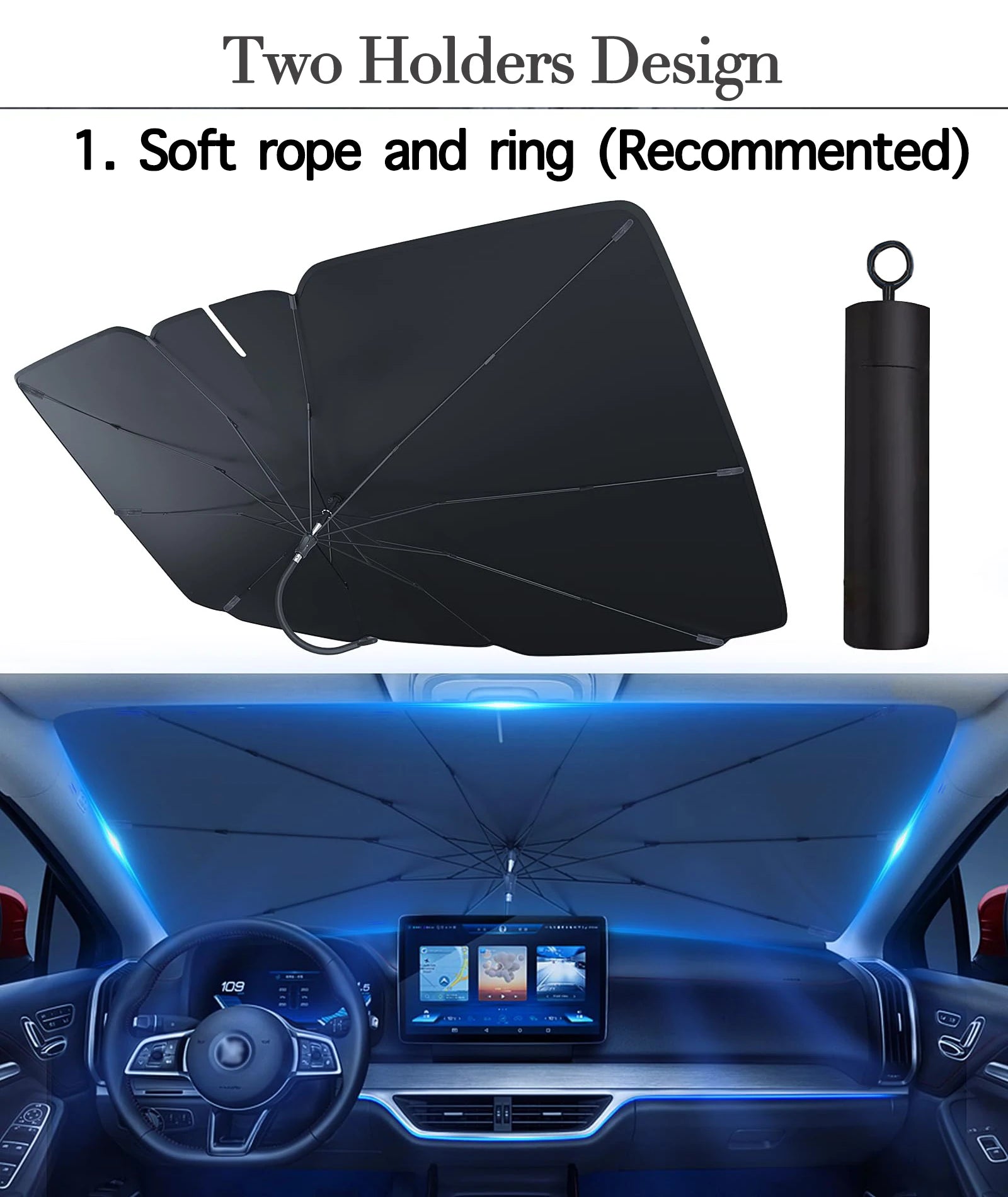 2025 Car Windshield Sunshade Foldable Umbrella Sun Shade Front Window Cover for UV Block Heat Portable Protector Parasol