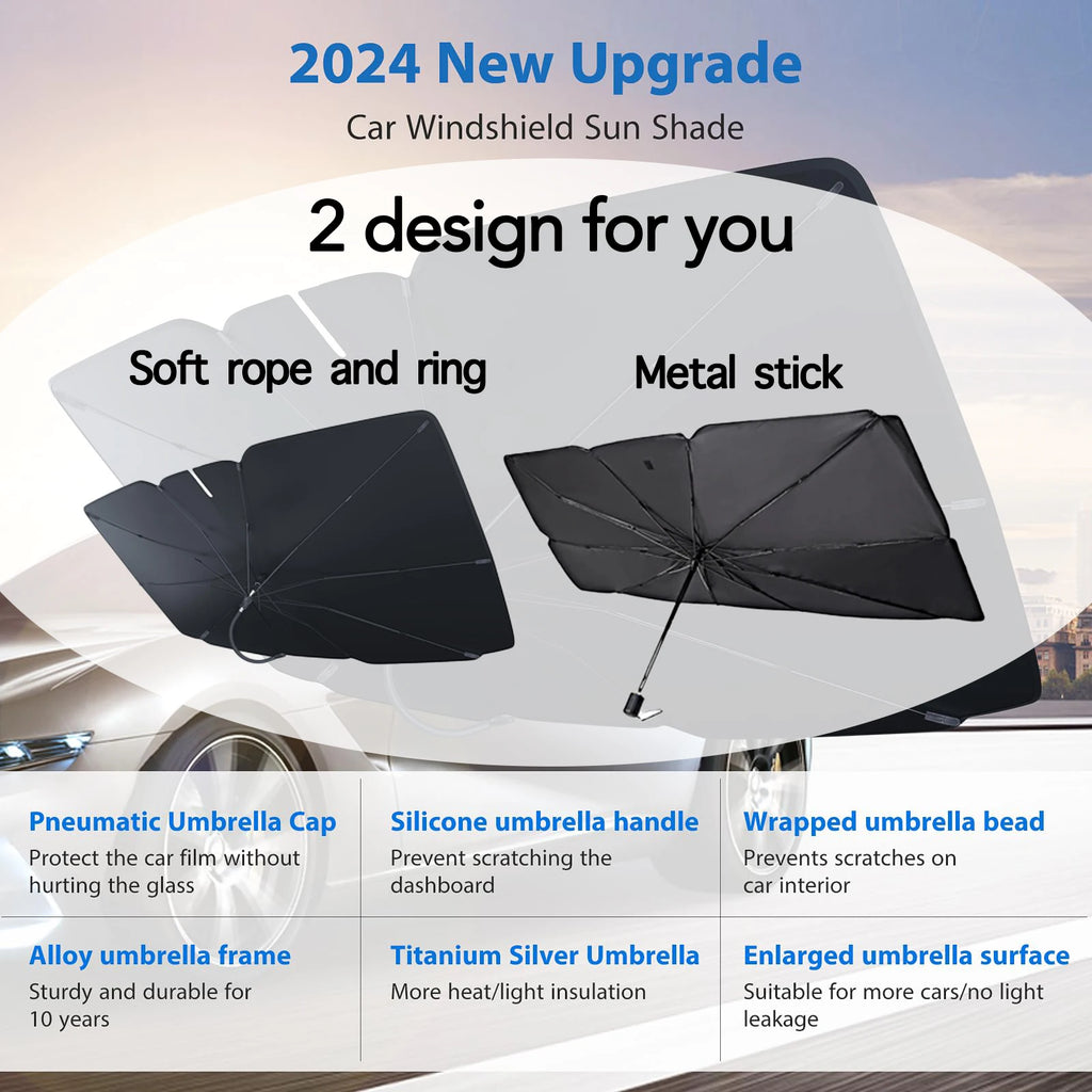 2025 Car Windshield Sunshade Foldable Umbrella Sun Shade Front Window Cover for UV Block Heat Portable Protector Parasol