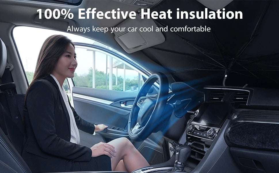 2025 Car Windshield Sunshade Foldable Umbrella Sun Shade Front Window Cover for UV Block Heat Portable Protector Parasol