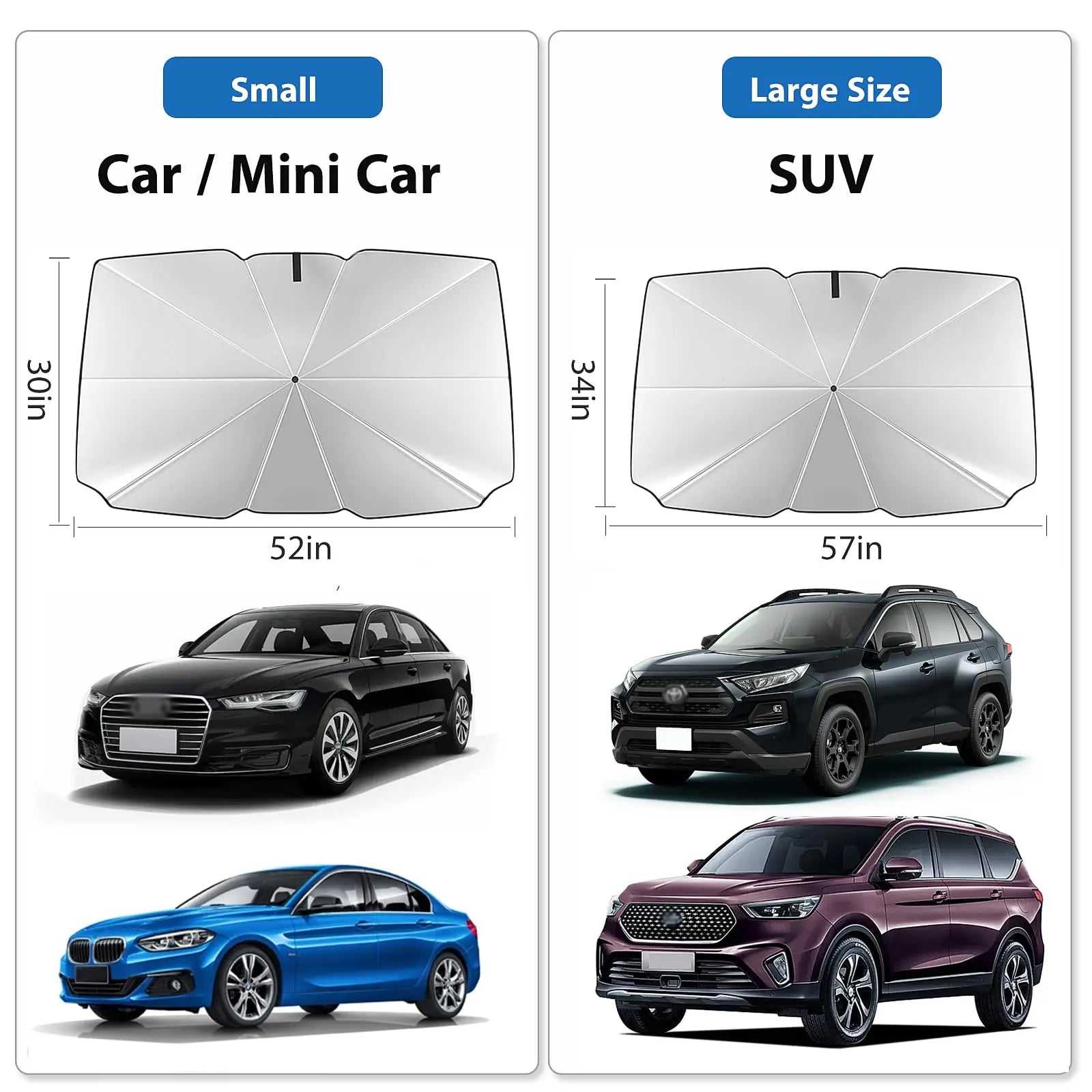 2025 Car Windshield Sunshade Foldable Umbrella Sun Shade Front Window Cover for UV Block Heat Portable Protector Parasol