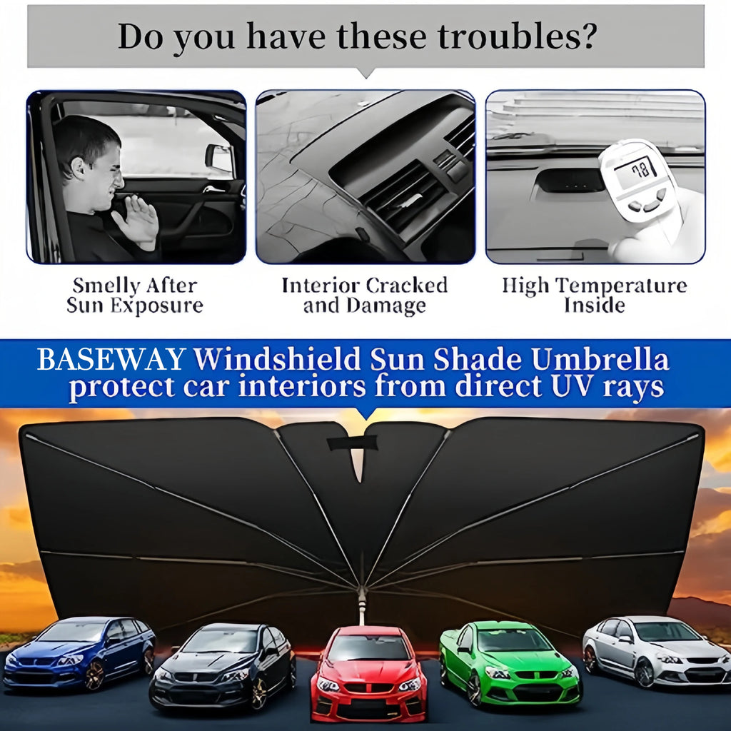 2025 Car Windshield Sunshade Foldable Umbrella Sun Shade Front Window Cover for UV Block Heat Portable Protector Parasol